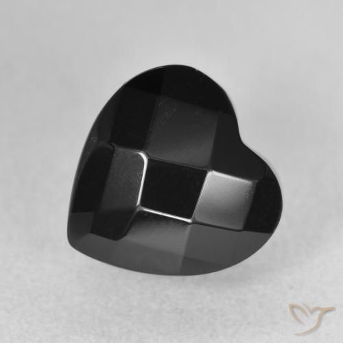 4.29 ct Black Onyx Stone, Natural Onyx in Heart Checkerboard Shape for Sale