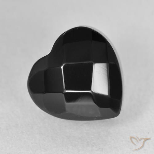 4.50 ct Black Onyx Stone, Natural Onyx in Heart Checkerboard Shape for Sale