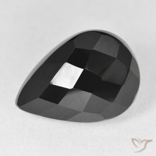 10.99ct Natural Black Onyx, Pear Shape, Opaque