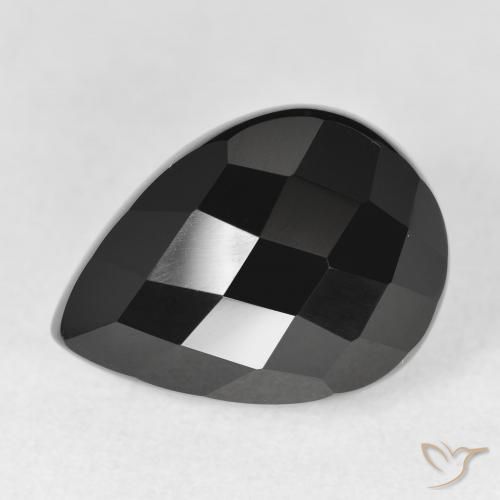 11.28ct Natural Black Onyx, Pear Shape, Opaque