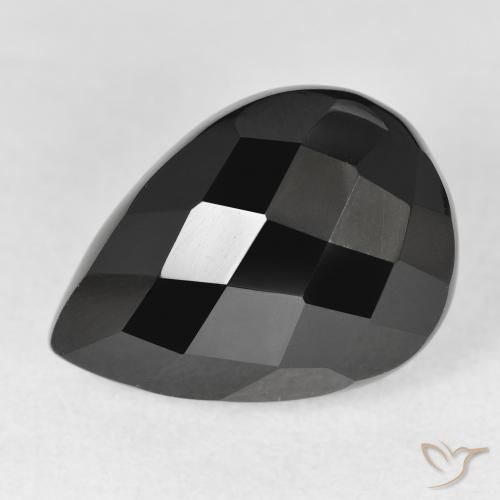 9.38ct Natural Black Onyx, Pear Shape, Opaque