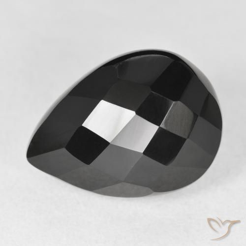 10.50ct Natural Black Onyx, Pear Shape, Opaque