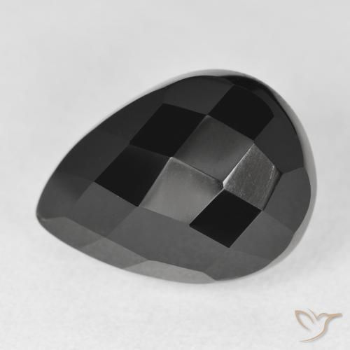 11.38ct Natural Black Onyx, Pear Shape, Opaque