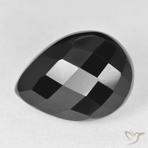 10.38ct Natural Black Onyx, Pear Shape, Opaque