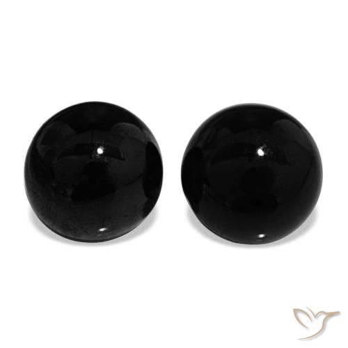 1.70 ctw Black Onyx Gemstones, Onyx Gems in Round Cabochon Shape for Sale.