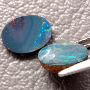 Opal Doublet Gemstone in 8 x 6 mm (calibrated) Size for Sale, Opal Doublet Stone in Multicolor Color