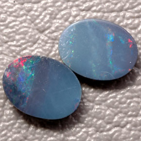 1.45 ct Multicolor Opal Doublet Stone, Natural Opal Doublet in Oval Cabochon Shape for Sale