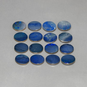 12.71 ctw Blue Opal Doublet Stones, Natural Opal Doublet in Oval Cabochon Shape for Sale