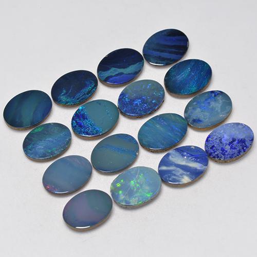 11.31 ctw Multicolor Opal Doublet Stones, Natural Opal Doublet in Oval Cabochon Shape for Sale