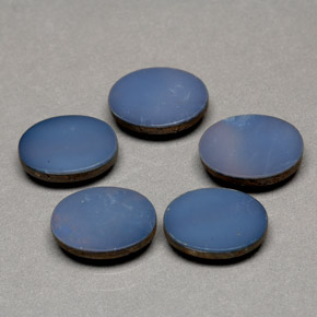 3.60 ctw Blue Opal Doublet Gemstones, Opal Doublet Gems in Oval Cabochon Shape for Sale.