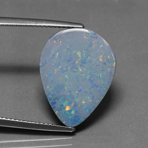 9.47 ct Multicolor Opal Doublet Stone, Natural Opal Doublet in Pear Cabochon Shape for Sale