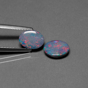 1.74 ct Multicolor Opal Doublet Stone, Natural Opal Doublet in Oval Cabochon Shape for Sale