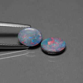 1.94 ct Multicolor Opal Doublet Stone, Natural Opal Doublet in Oval Cabochon Shape for Sale