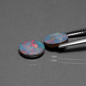 Opal Doublet Gemstone in 8 x 6 mm (calibrated) Size for Sale, Opal Doublet Stone in Multicolor Color