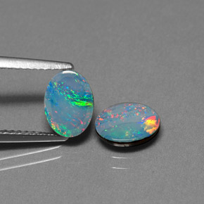 1.81 ct Multicolor Opal Doublet Stone, Natural Opal Doublet in Oval Cabochon Shape for Sale