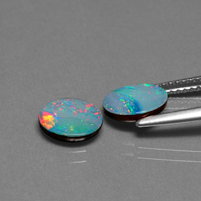 Opal Doublet Gemstone in 8 x 6 mm (calibrated) Size for Sale, Opal Doublet Stone in Multicolor Color