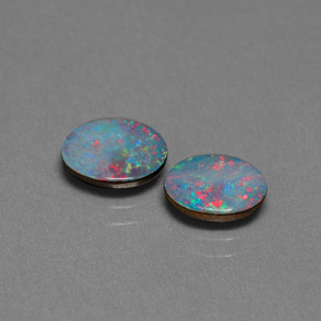 1.67 ct Multicolor Opal Doublet Gemstone, Opal Doublet Gem in Oval Cabochon Shape for Sale.