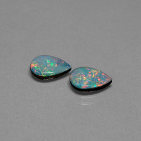 1.37 ct Multicolor Opal Doublet Gemstone, Opal Doublet Gem in Pear Cabochon Shape for Sale.