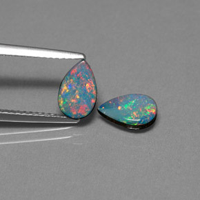 1.37 ct Multicolor Opal Doublet Stone, Natural Opal Doublet in Pear Cabochon Shape for Sale