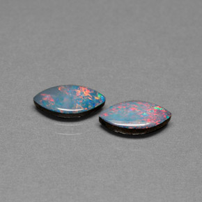 1.51 ct Multicolor Opal Doublet Gemstone, Opal Doublet Gem in Marquise Cabochon Shape for Sale.