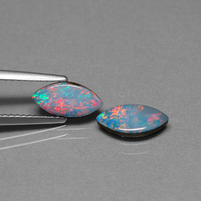 1.51 ct Multicolor Opal Doublet Stone, Natural Opal Doublet in Marquise Cabochon Shape for Sale