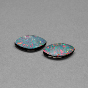 1.61 ct Multicolor Opal Doublet Gemstone, Opal Doublet Gem in Marquise Cabochon Shape for Sale.