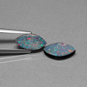 1.61 ct Multicolor Opal Doublet Stone, Natural Opal Doublet in Marquise Cabochon Shape for Sale
