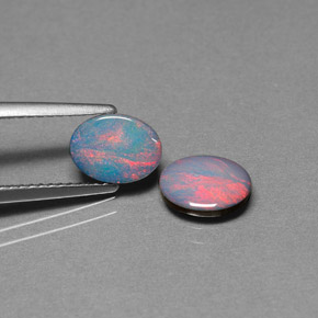 1.78 ct Multicolor Opal Doublet Stone, Natural Opal Doublet in Oval Cabochon Shape for Sale