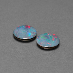 1.57 ct Multicolor Opal Doublet Gemstone, Opal Doublet Gem in Oval Cabochon Shape for Sale.