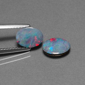 1.57 ct Multicolor Opal Doublet Stone, Natural Opal Doublet in Oval Cabochon Shape for Sale