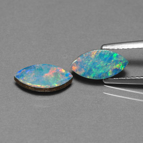 1.74 ct Multicolor Opal Doublet Gemstone, Opal Doublet Gem in Marquise Cabochon Shape for Sale.