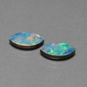 1.74 ct Multicolor Opal Doublet Stone, Natural Opal Doublet in Marquise Cabochon Shape for Sale