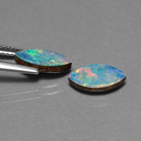 Opal Doublet Gemstone in 10 x 5 mm (calibrated) Size for Sale, Opal Doublet Stone in Multicolor Color