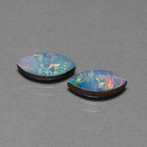 1.62 ct Multicolor Opal Doublet Gemstone, Opal Doublet Gem in Marquise Cabochon Shape for Sale.