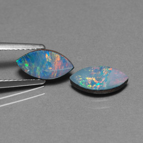 1.62 ct Multicolor Opal Doublet Stone, Natural Opal Doublet in Marquise Cabochon Shape for Sale