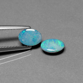 0.92 ct Multicolor Opal Doublet Stone, Natural Opal Doublet in Oval Cabochon Shape for Sale
