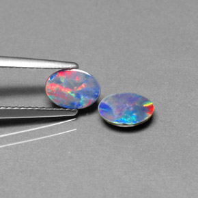 0.88 ct Multicolor Opal Doublet Stone, Natural Opal Doublet in Oval Cabochon Shape for Sale