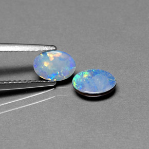 0.95 ct Multicolor Opal Doublet Stone, Natural Opal Doublet in Oval Cabochon Shape for Sale