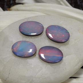 2.37 ctw Multicolor Opal Doublet Stones, Natural Opal Doublet in Oval Cabochon Shape for Sale