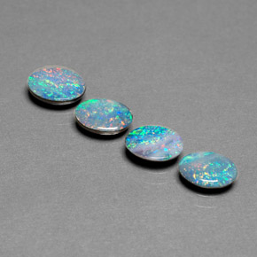 Opal Doublet Gemstone in 7 x 5 mm (calibrated) Size for Sale, Opal Doublet Stone in Multicolor Color