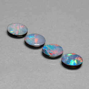 Opal Doublet Gemstone in 7 x 5 mm (calibrated) Size for Sale, Opal Doublet Stone in Multicolor Color