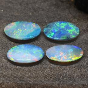 2.36 ctw Multicolor Opal Doublet Stones, Natural Opal Doublet in Oval Cabochon Shape for Sale