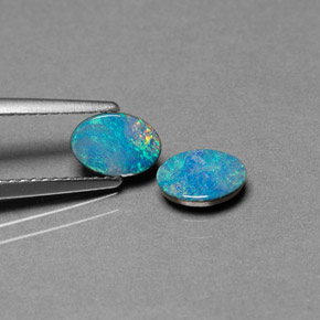 1.10 ct Multicolor Opal Doublet Stone, Natural Opal Doublet in Oval Cabochon Shape for Sale