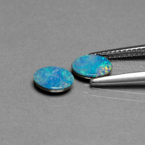 Opal Doublet Gemstone in 7 x 5 mm (calibrated) Size for Sale, Opal Doublet Stone in Multicolor Color
