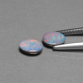 Opal Doublet Gemstone in 7 x 5 mm (calibrated) Size for Sale, Opal Doublet Stone in Multicolor Color