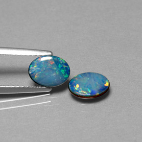 1.20 ct Multicolor Opal Doublet Stone, Natural Opal Doublet in Oval Cabochon Shape for Sale