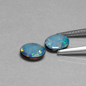 Opal Doublet Gemstone in 7.4 x 5.4 mm Size for Sale, Opal Doublet Stone in Multicolor Color