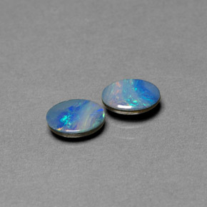 1.11 ct Multicolor Opal Doublet Stone, Natural Opal Doublet in Oval Cabochon Shape for Sale