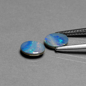 Opal Doublet Gemstone in 7 x 5 mm (calibrated) Size for Sale, Opal Doublet Stone in Multicolor Color