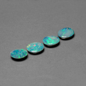 1.86 ct Multicolor Opal Doublet Stone, Natural Opal Doublet in Oval Cabochon Shape for Sale